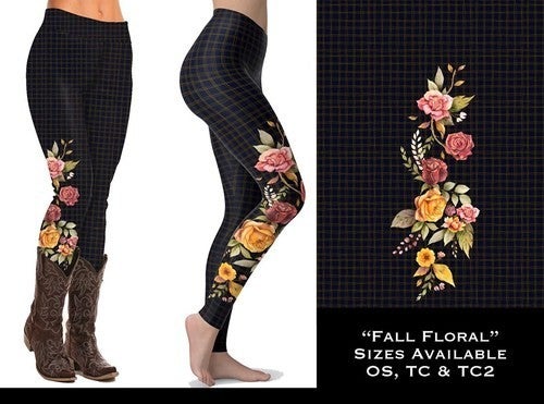Only TC2 Left! Floral Chain Lightly Checkered Pattern Leggings