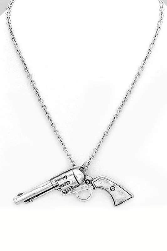 Large Gun Pendant Necklace & Earrings