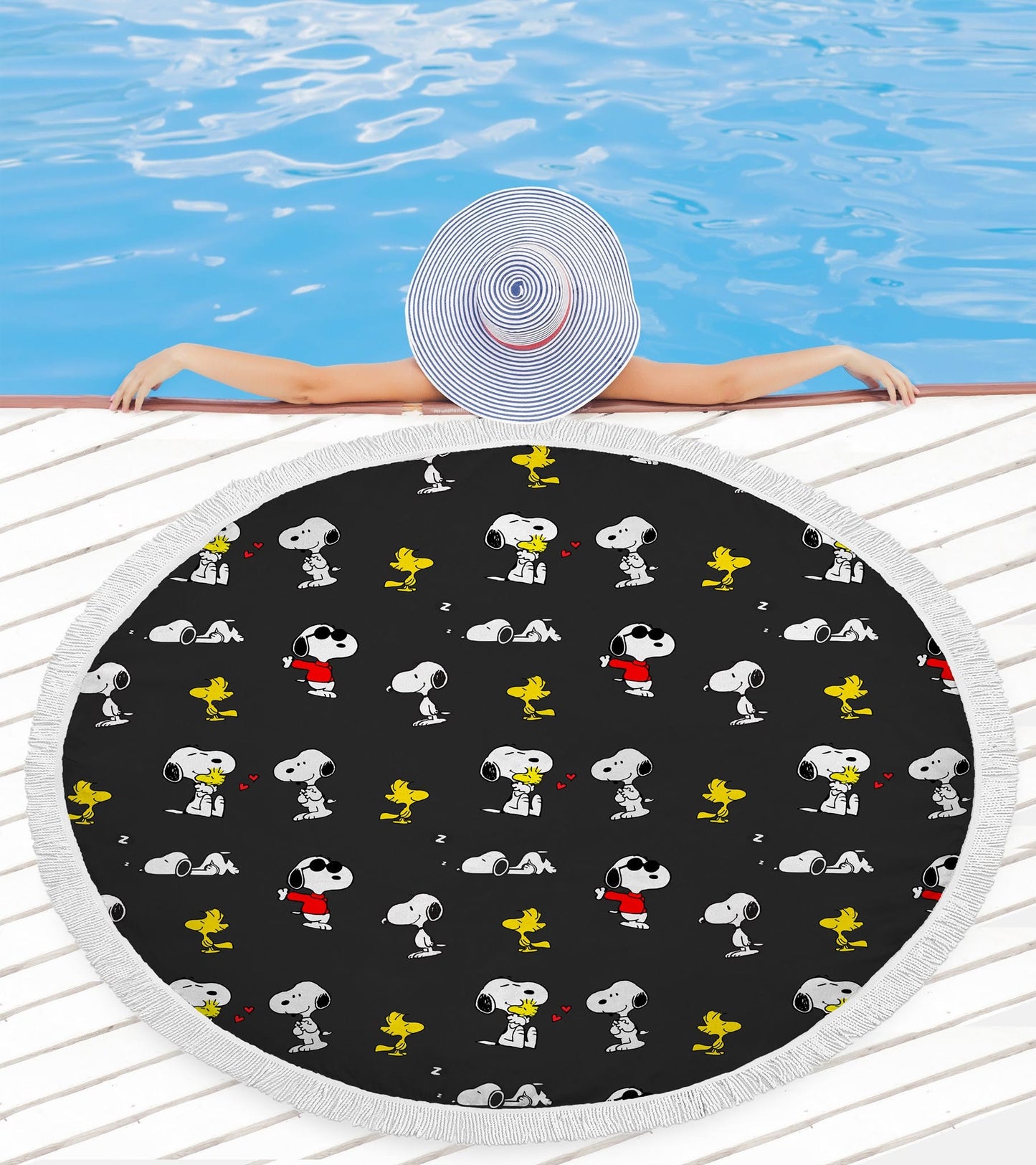 Snoopy Terry Cloth 32 X 60 Large Beach Towel with tassels