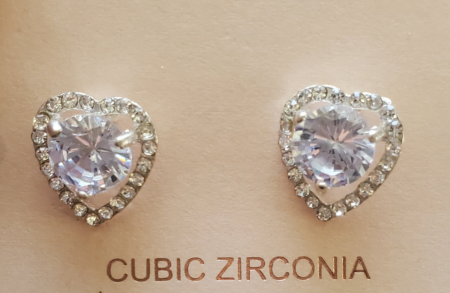 Cubic Zirconia Clear Heart Earrings