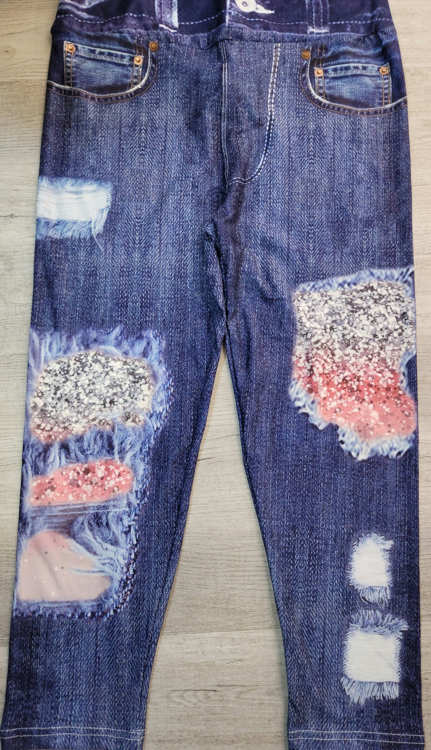 CAPRI Ombre Sparkle Glitter Blue Denim. High Waist, Super Soft and Stretchy!