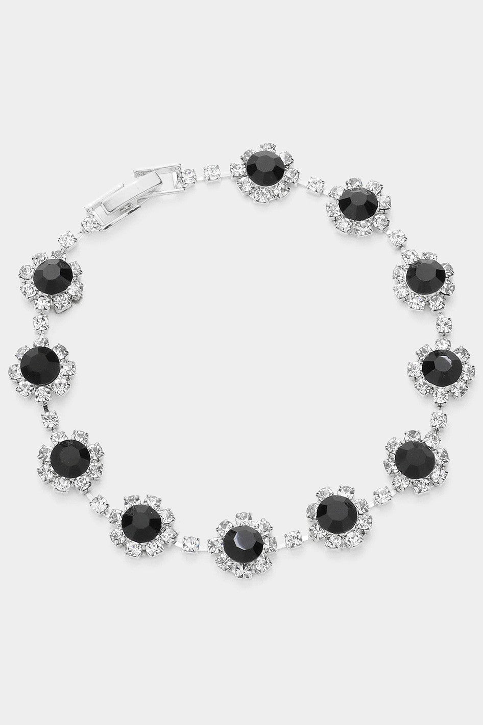 Gorgeous Round Crystal Rhinestone Rosette Evening Bracelet