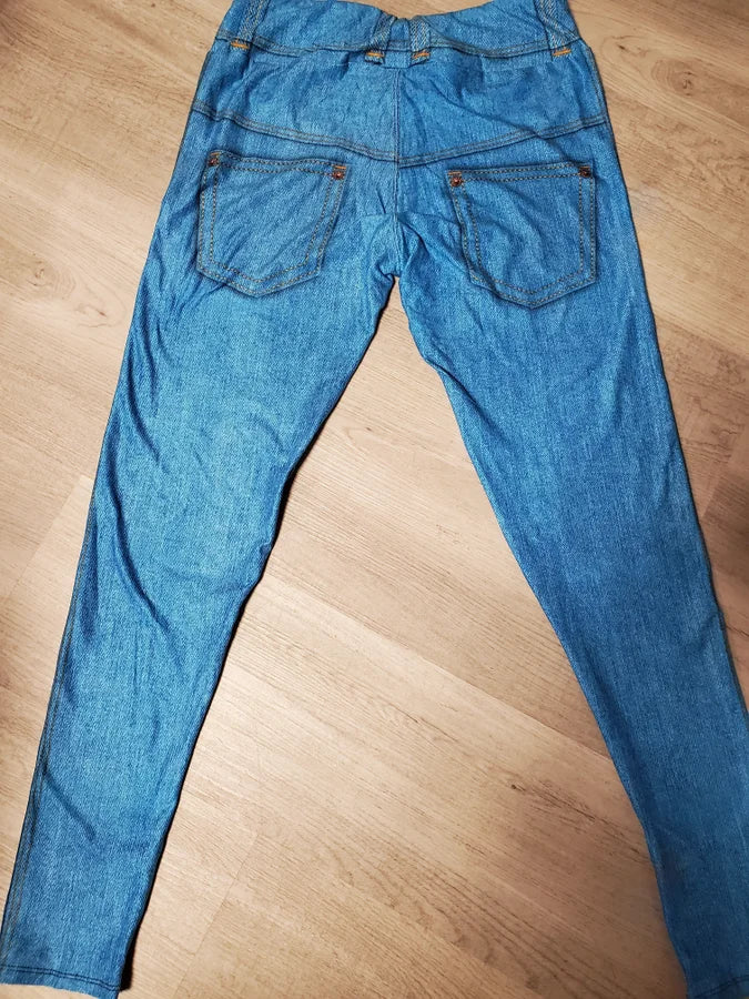 Peek A Boo Leopard Print JEGGINGS, Very Bright Blue, Extra Comfy, Yoga Band