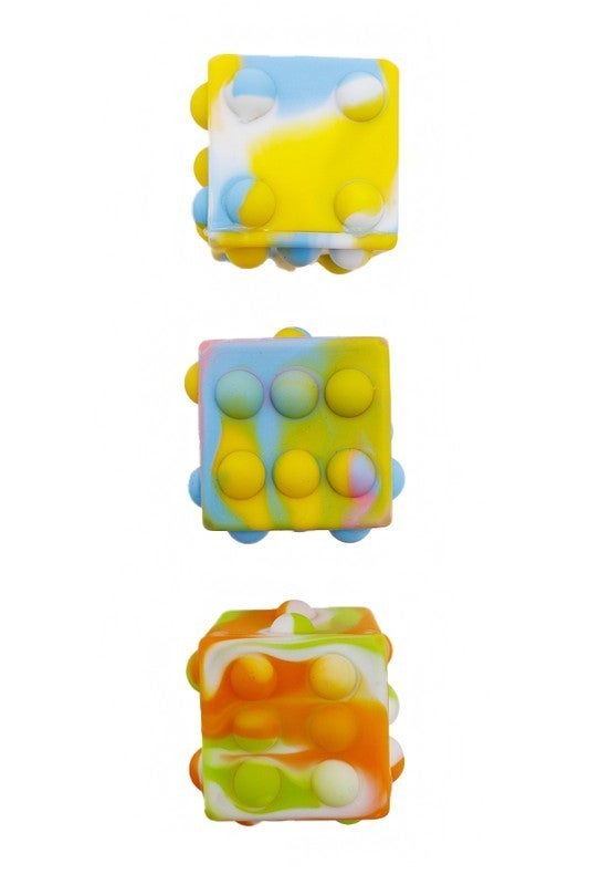 2 Random Colors Squishy LED Light Up Dice Cube Bubble Push Pop Fidget Toy