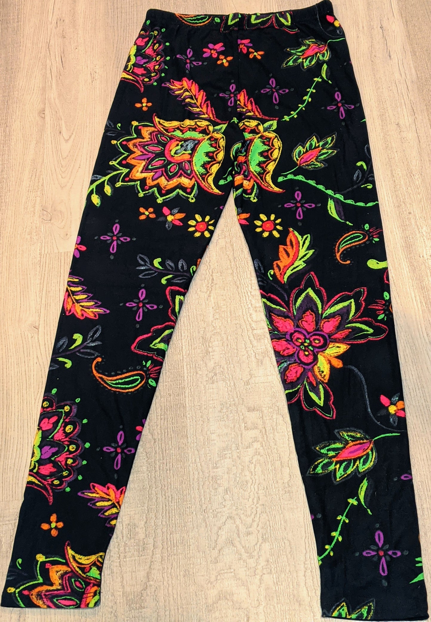 Neon Floral Black Background, Extremely Soft, Hyper Stretch, Elastic Band