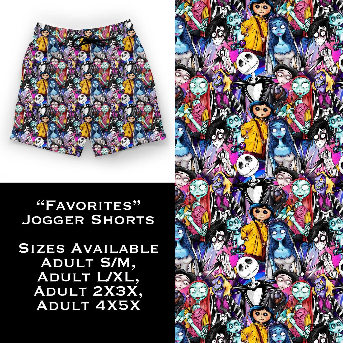 Tim Burton Characters Jogger Shorts