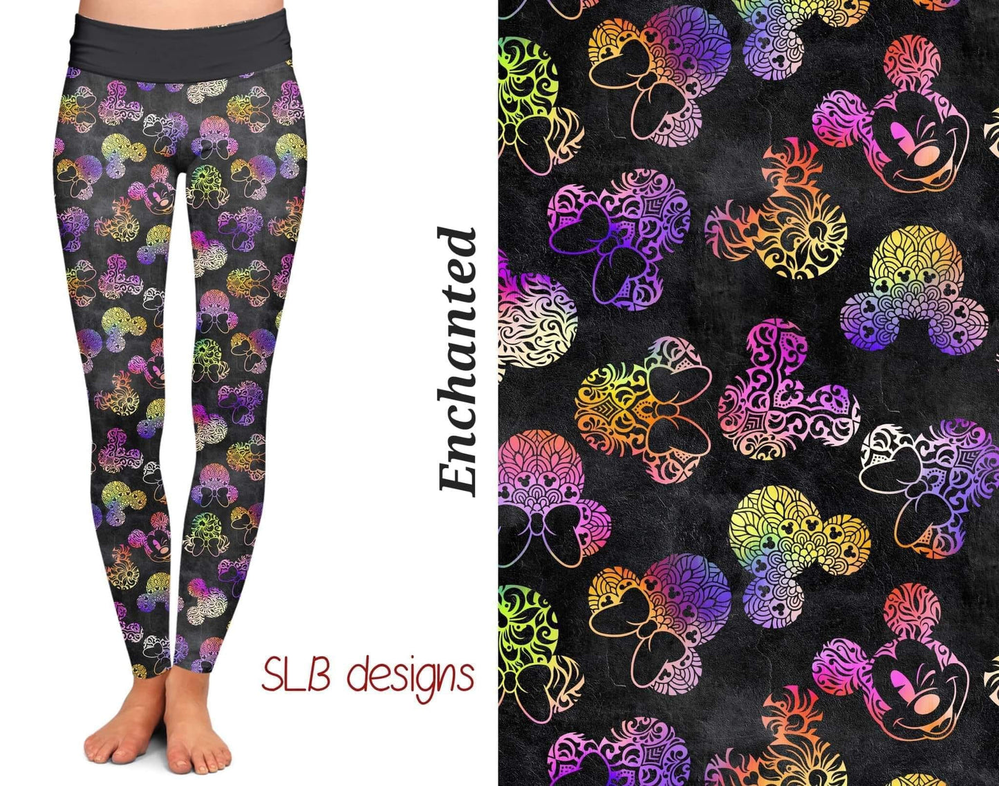 Minnie & Mickey Decorative Leggings, Yoga Band, Hyper Stretch, Very Soft