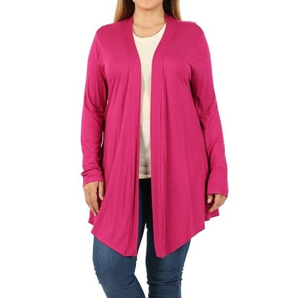 Women & Plus Draped Open Front Long Sleeve Flowy Light Cardigan Top. Extremely Soft!