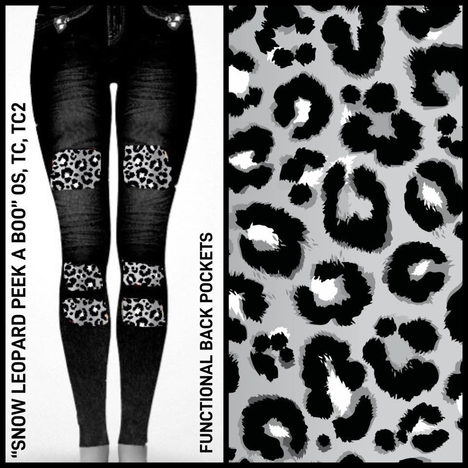 Leopard peek a Boo Black Jeggings (Denim Print, Super Comfy!)