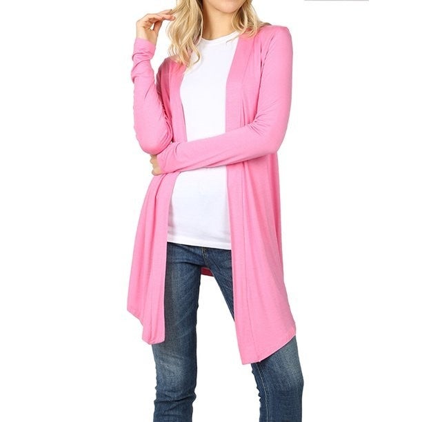 Women & Plus Draped Open Front Long Sleeve Flowy Light Cardigan Top. Extremely Soft!