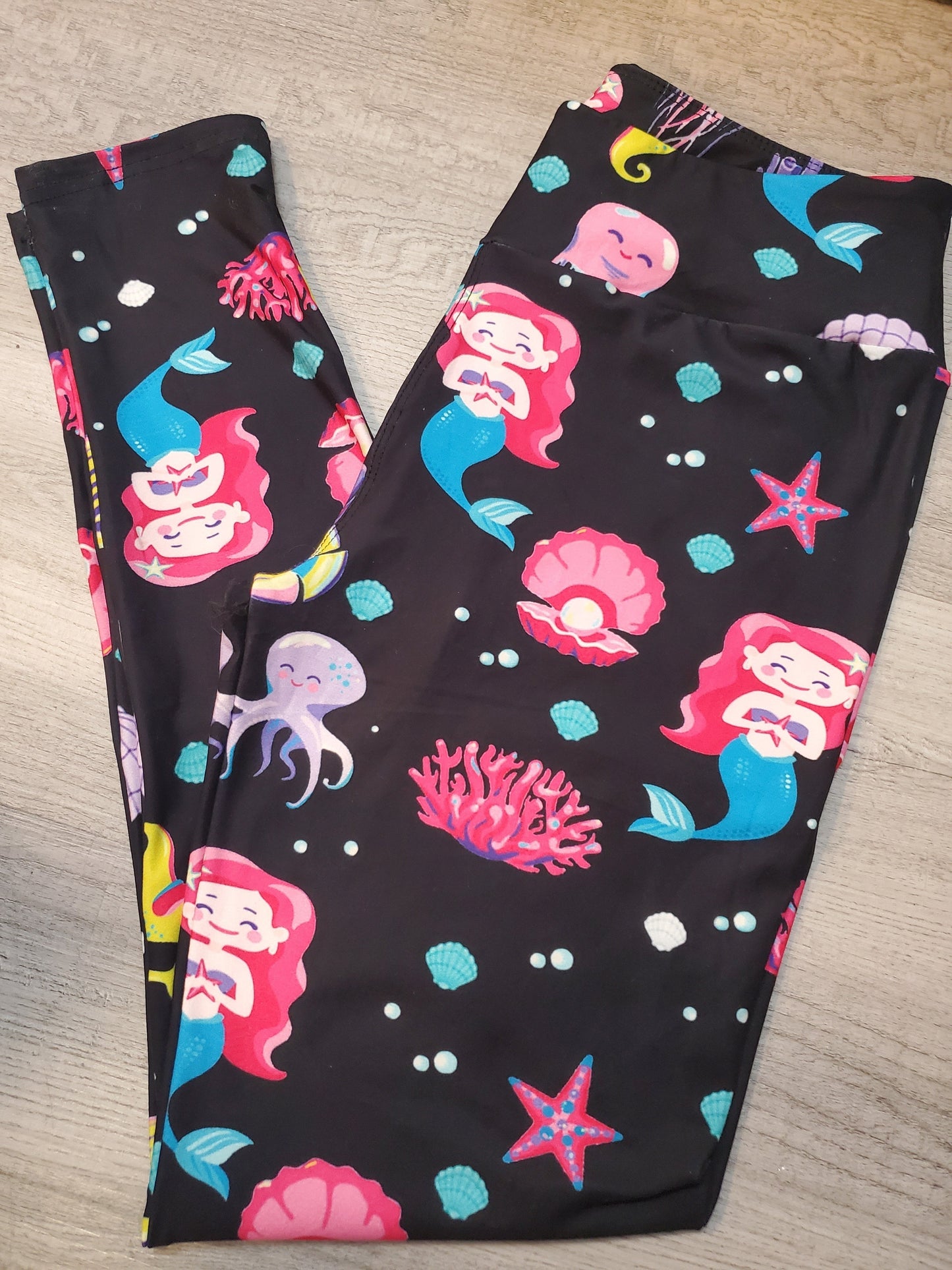Cartoon Mermaid Leggings. Yoga Band. Extra Soft and stretchy!