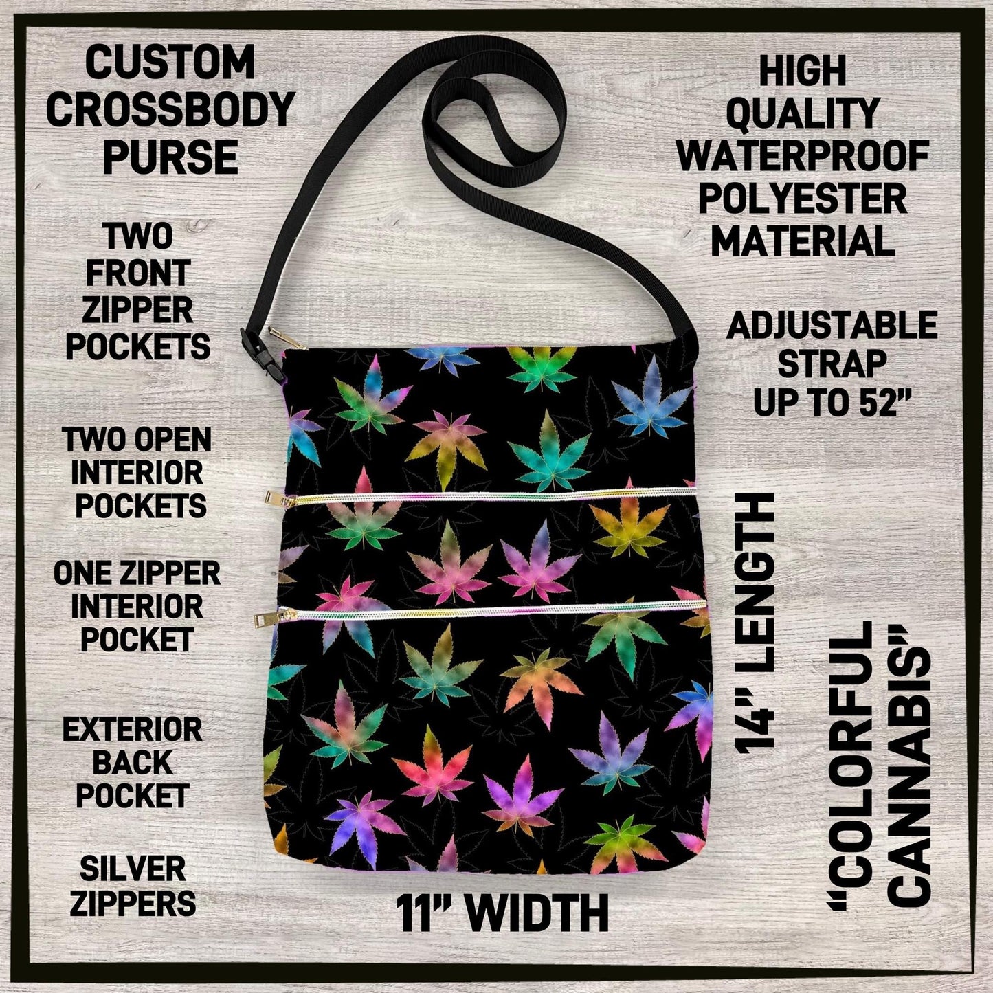 Custom Crossbody Bag, Lots of Pockets and adjustable Strap