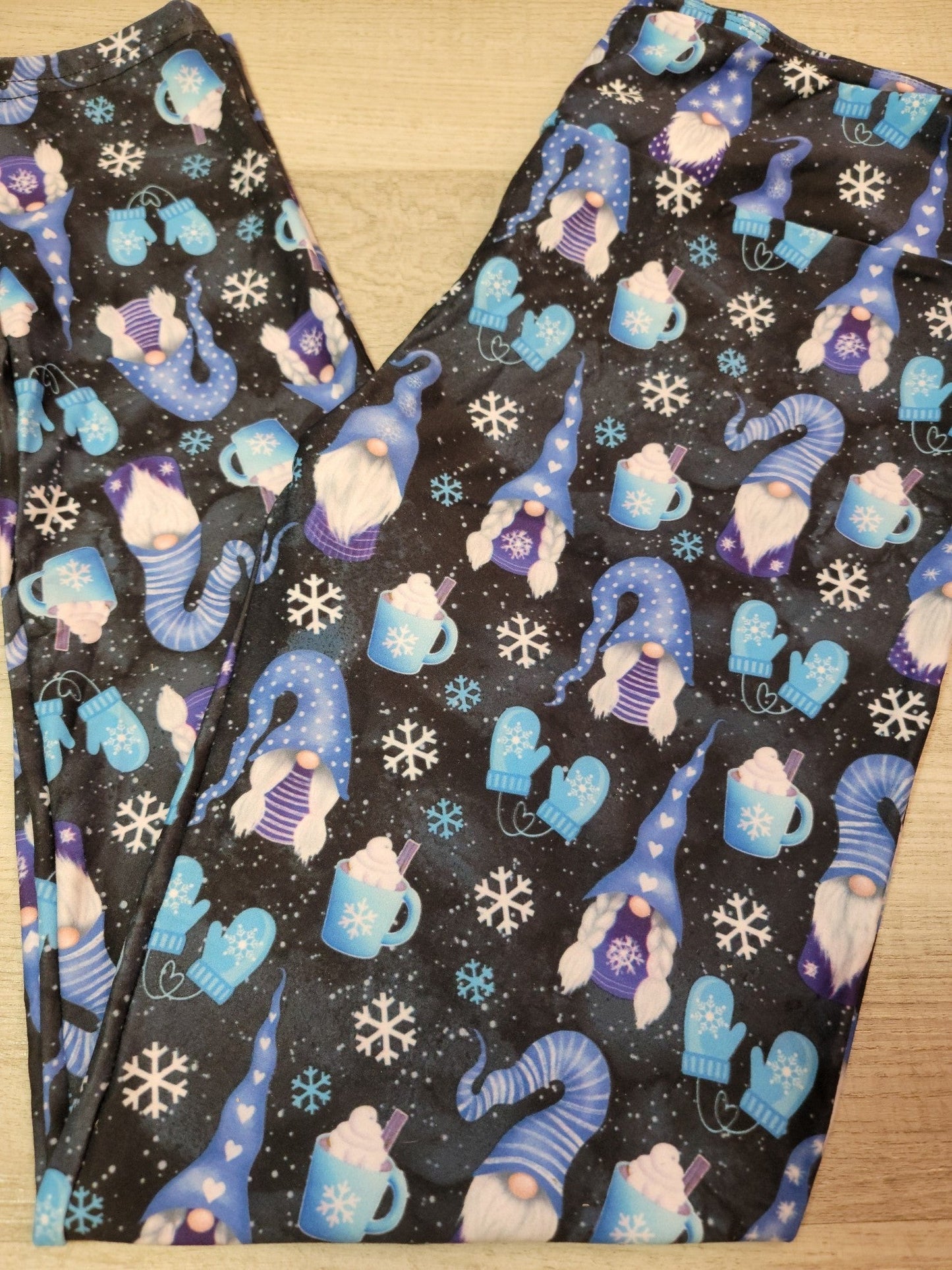 WINTER GNOMES Adorable - Designer Leggings. Hyper Stretch and softness! Yoga Band.