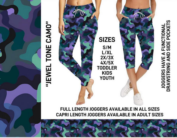 4X Custom Capri Jogger and/or Bella Canvas Lavender T Camo Flag Print