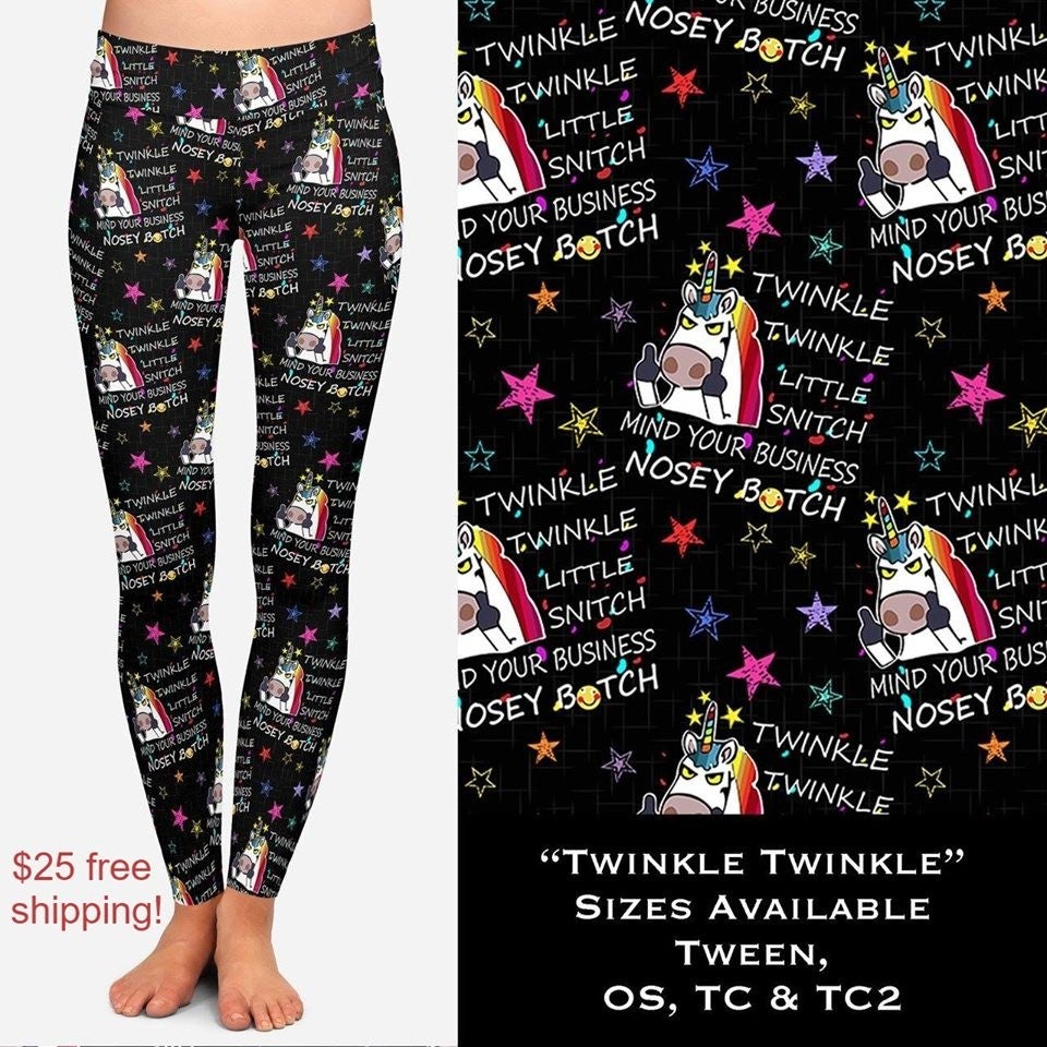 UNICORN WITH ATTITUDE! Twinkle Nosey B#tch Designer Leggings