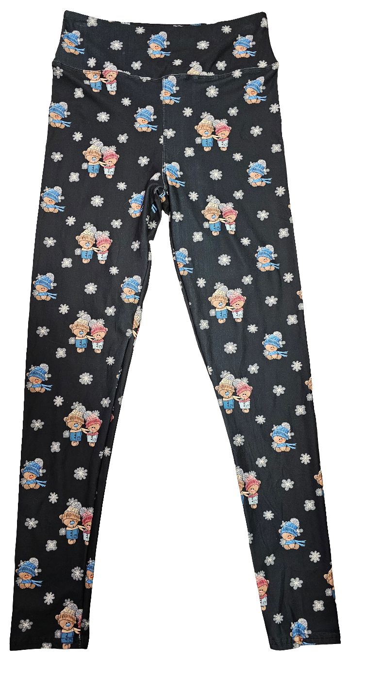 Black Winter Teddy Bears Leggings
