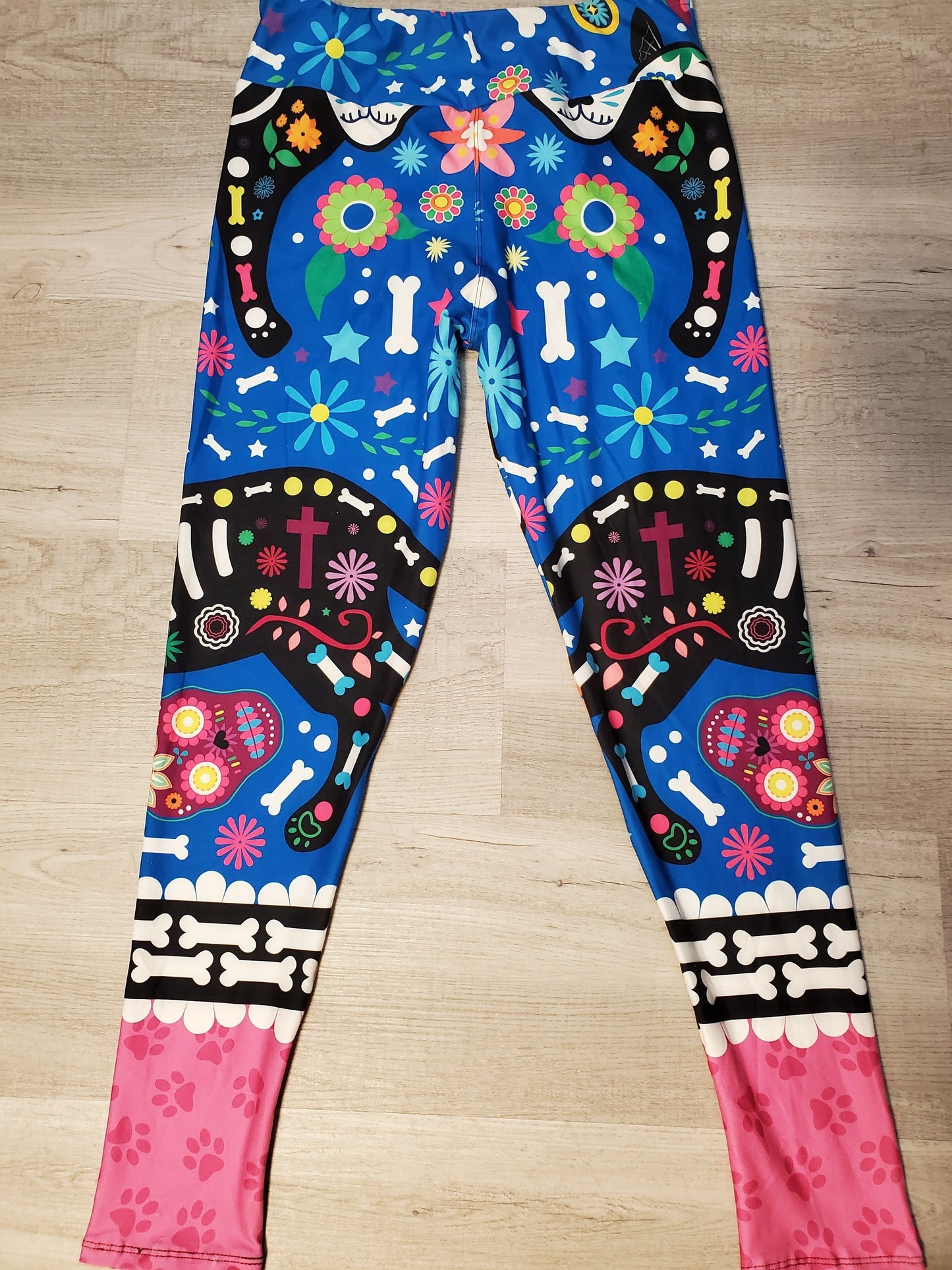 Sugar Skull Kitty Cat, Yoga Band Leggings. Hyper Stretch and softness! Yoga Band.