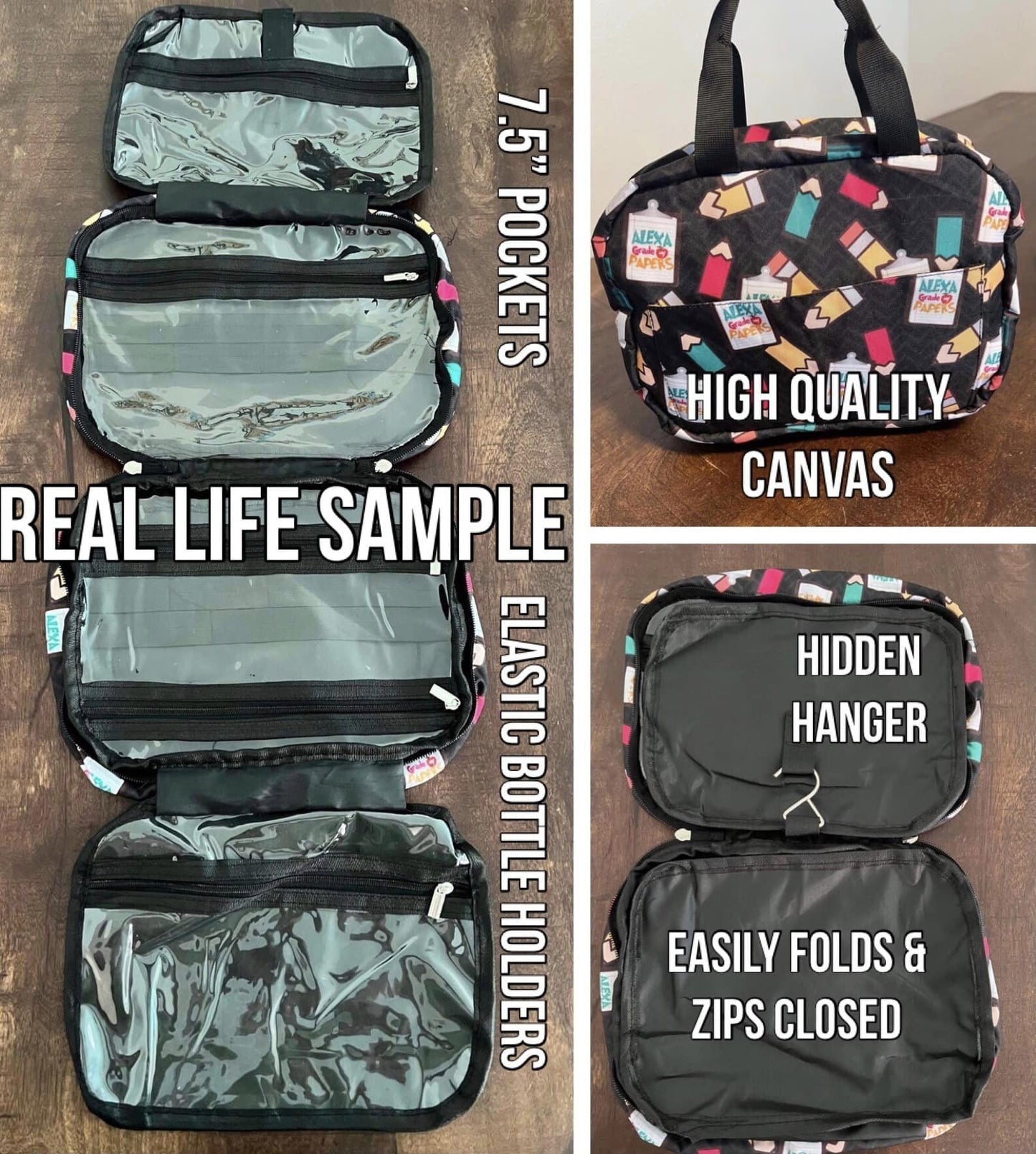 Custom Travel Cases, Cosmetic Bag, Multi Pockets - Variety of Prints