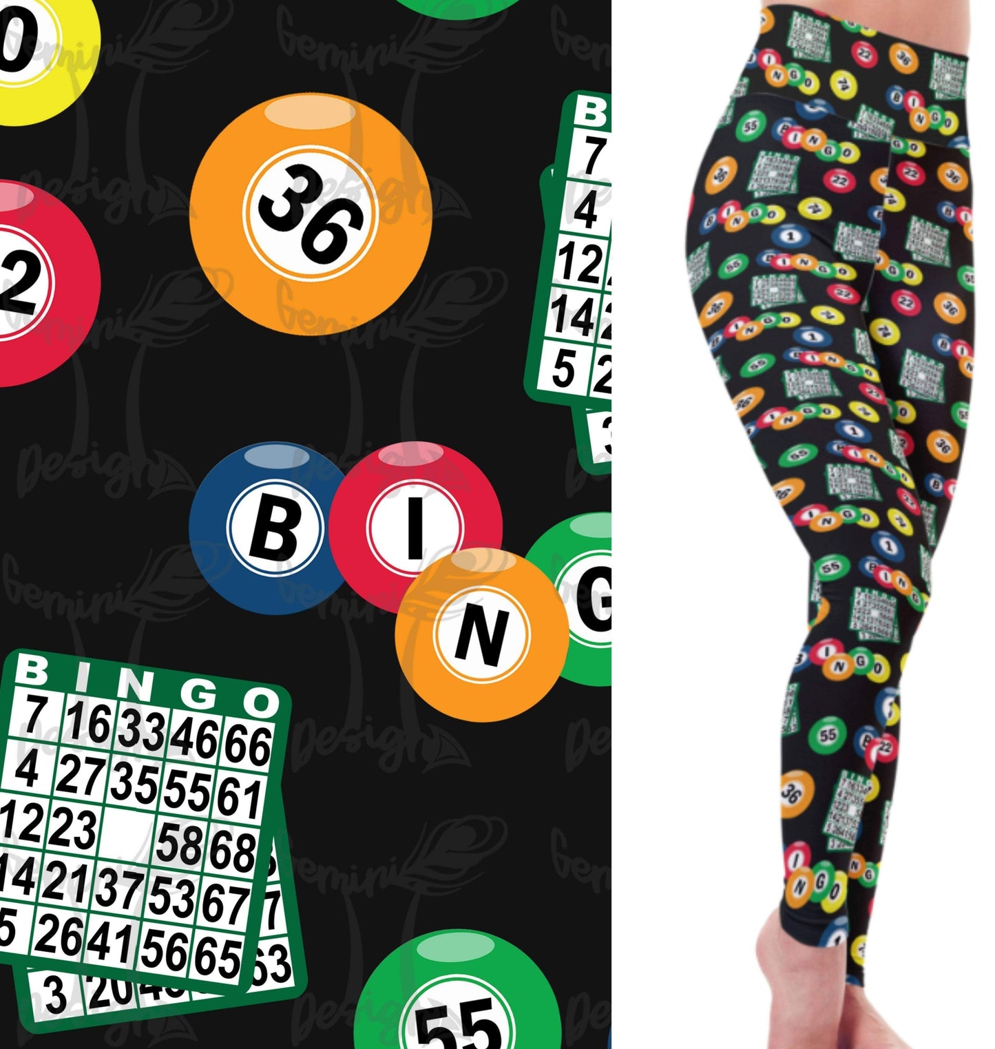 Let's Play BINGO Designer Yoga Band Leggings LAST PAIR! Very Soft and Stretchy!