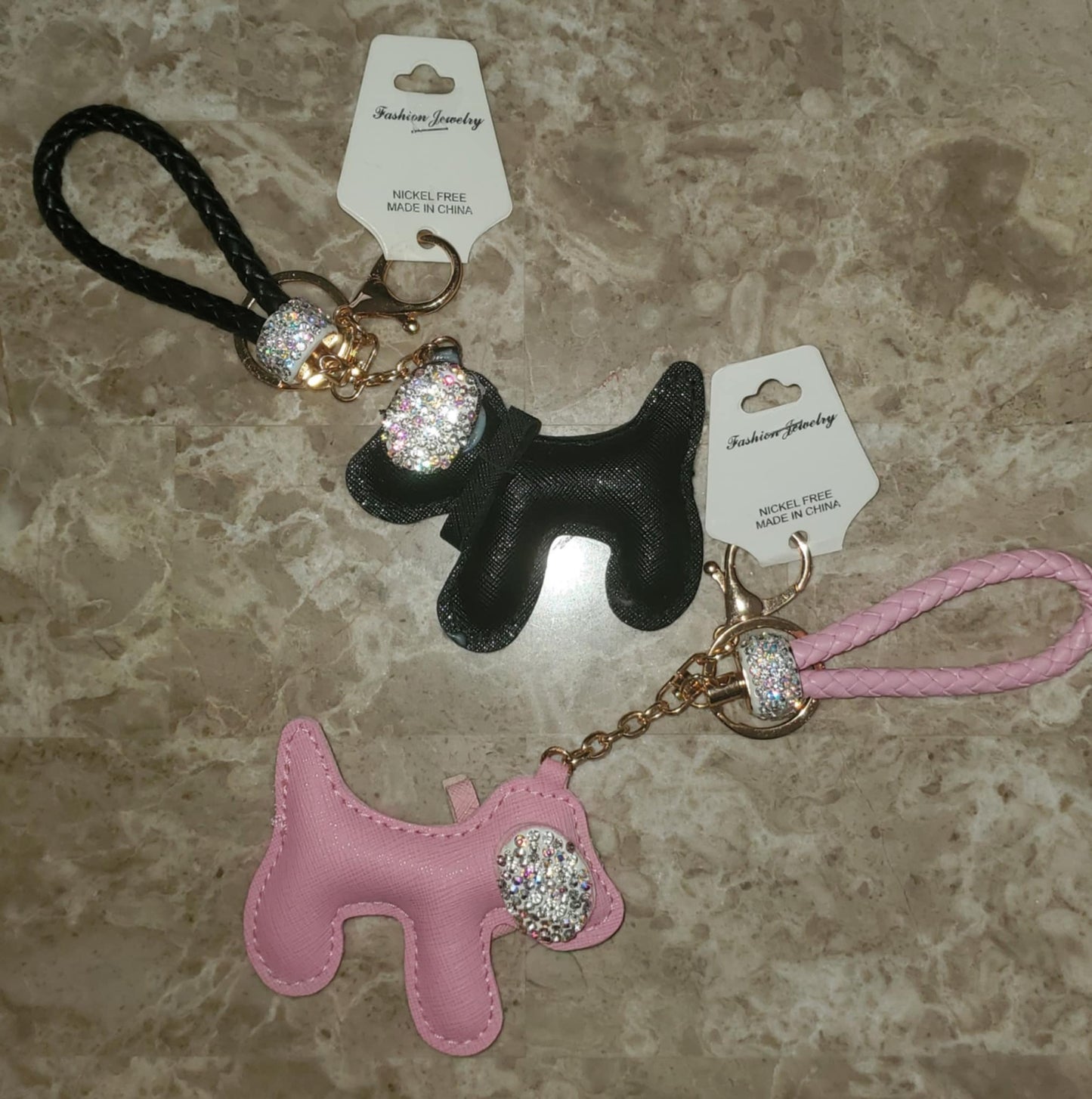 Sparkly Dog Purse Charms, Black or Pink