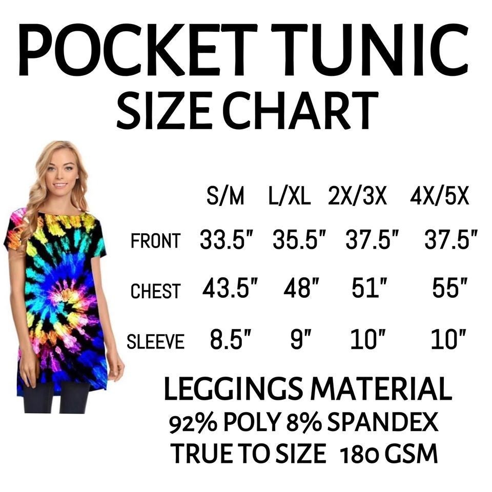 Rainbow Tie Dye tunic with Pockets Leggings Material Stretchy