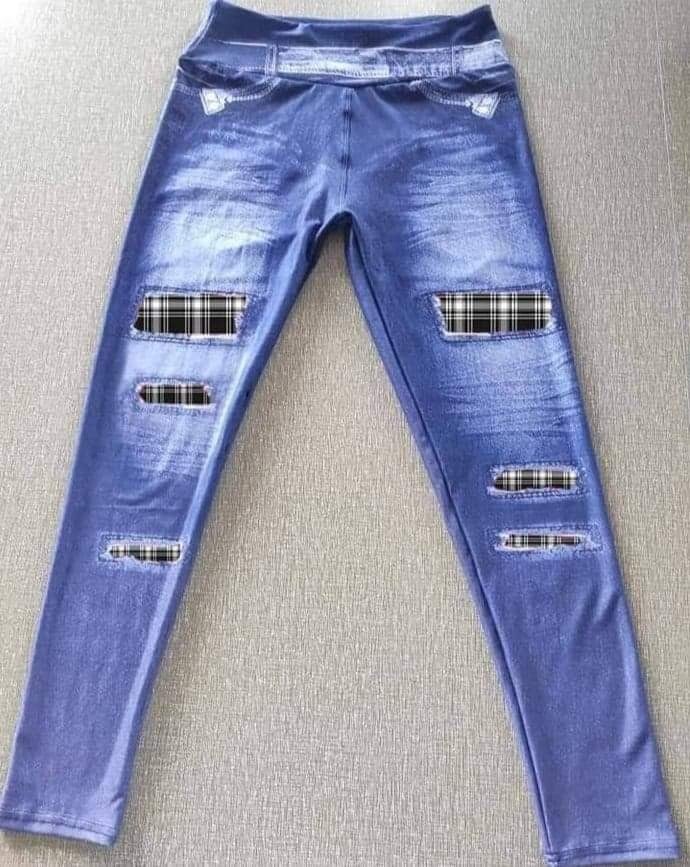 Jegging Denim Black and Whie Plaid Leggings