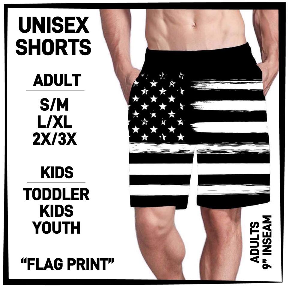 2X/3X Black & White Unisex Shorts, Elastic Band & Draw String, Very Soft