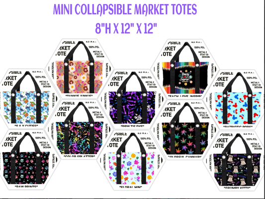 Variety of Custom SMALL Market Totes 8.5"H X 12"L X12"D