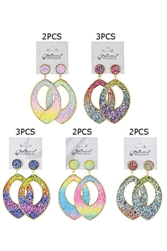 Random Pair of Sparkling Ombre Statement Earrings
