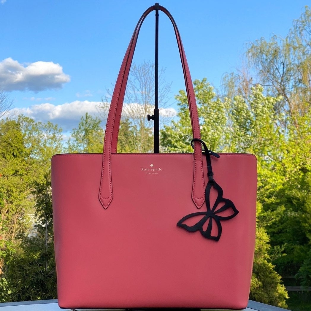 JUST REDUCED Authentic Kate Spade LARGE Marlee Zippered Large Tote Butterfly Charm 2 COLOR CHOICE