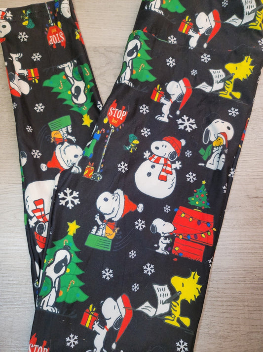 Holiday Snoopy Love - Designer Leggings. Hyper Stretch and softness! Yoga Band.