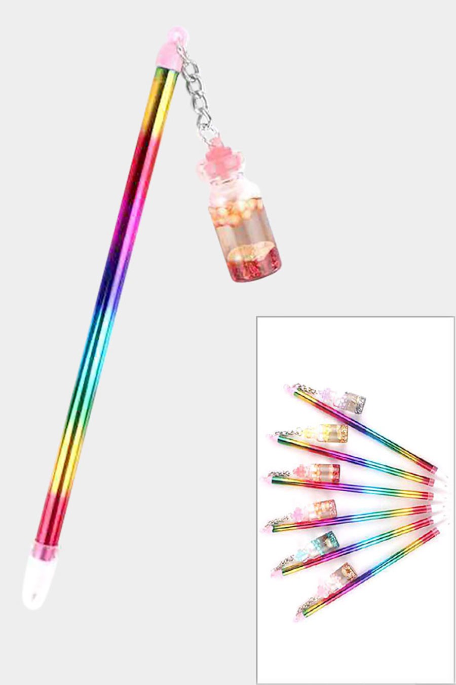 Chrom Rainbow Pens with a Dangling Sparkly Jar Charm