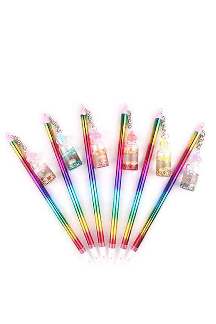 Chrom Rainbow Pens with a Dangling Sparkly Jar Charm