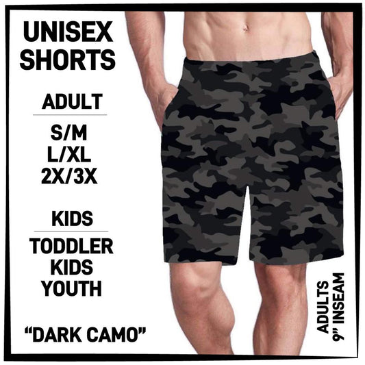 2X/3X Camo Unisex Shorts, Elastic Band & Draw String, Very Soft
