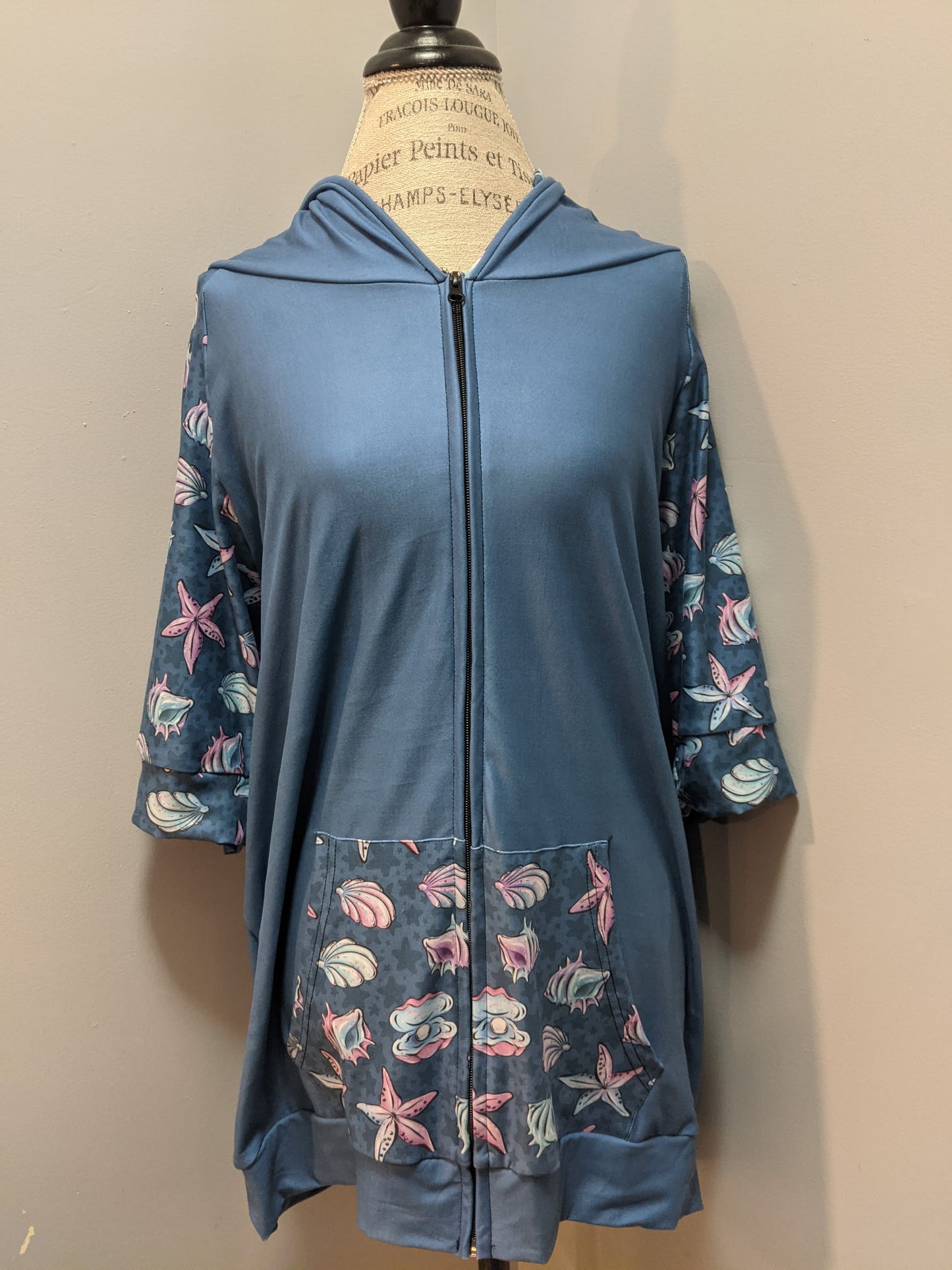 Super Stretchy Custom Short Sleeve Zipper Hoodie, Under the Sea Theme, Generously Sized