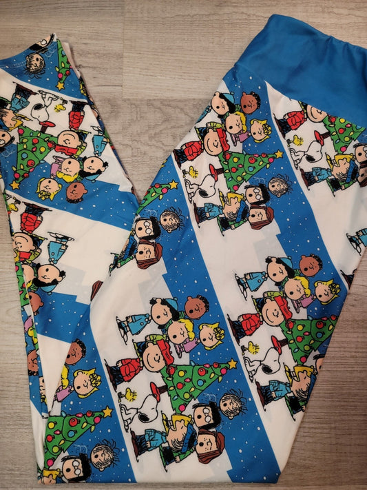 Charlie Brown & Snoopy, Christmas Carol - Designer Leggings. Hyper Stretch and softness! Yoga Band.