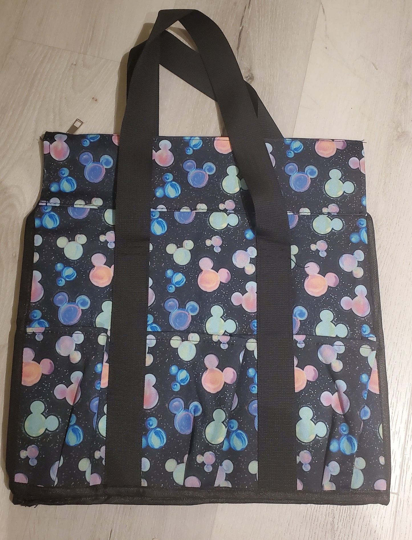 Collapsible Custom Shopping Bag, Multiple Pockets, Zippered Top