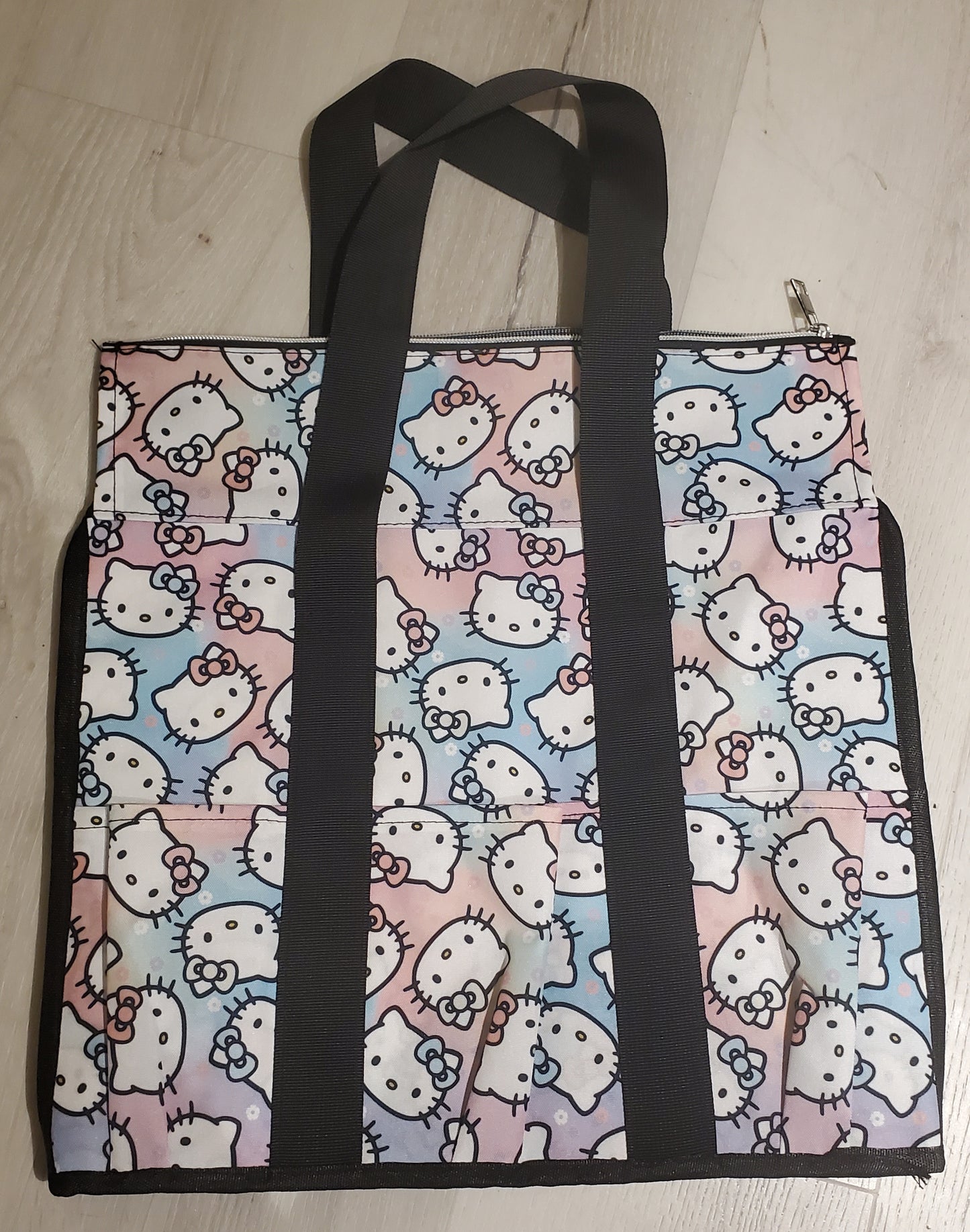 Collapsible Custom Shopping Bag, Multiple Pockets, Zippered Top