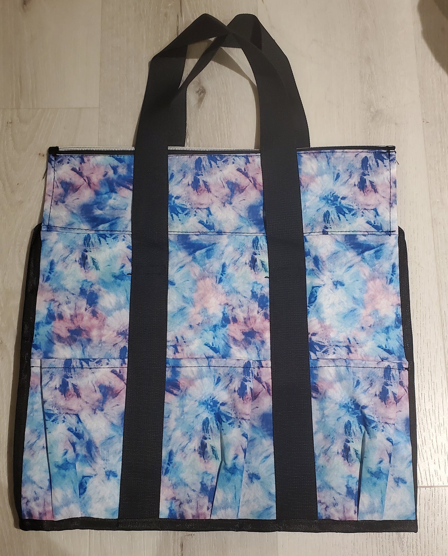 Collapsible Custom Shopping Bag, Multiple Pockets, Zippered Top