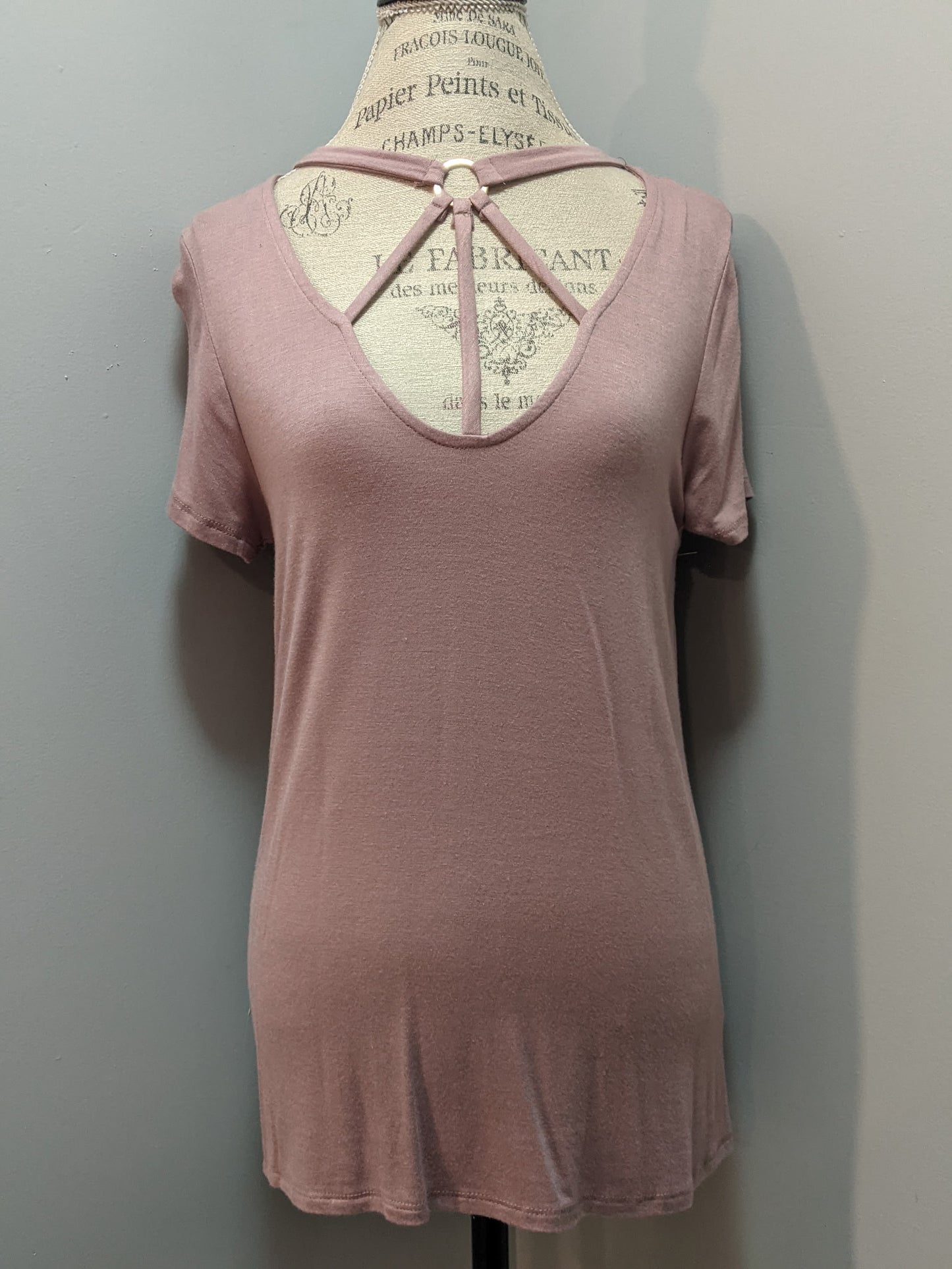 Stretchy & Soft Sexy Hoop Strap Cleavage Top, Blush