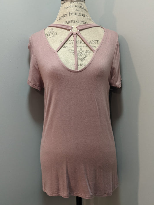 Stretchy & Soft Sexy Hoop Strap Cleavage Top, Blush
