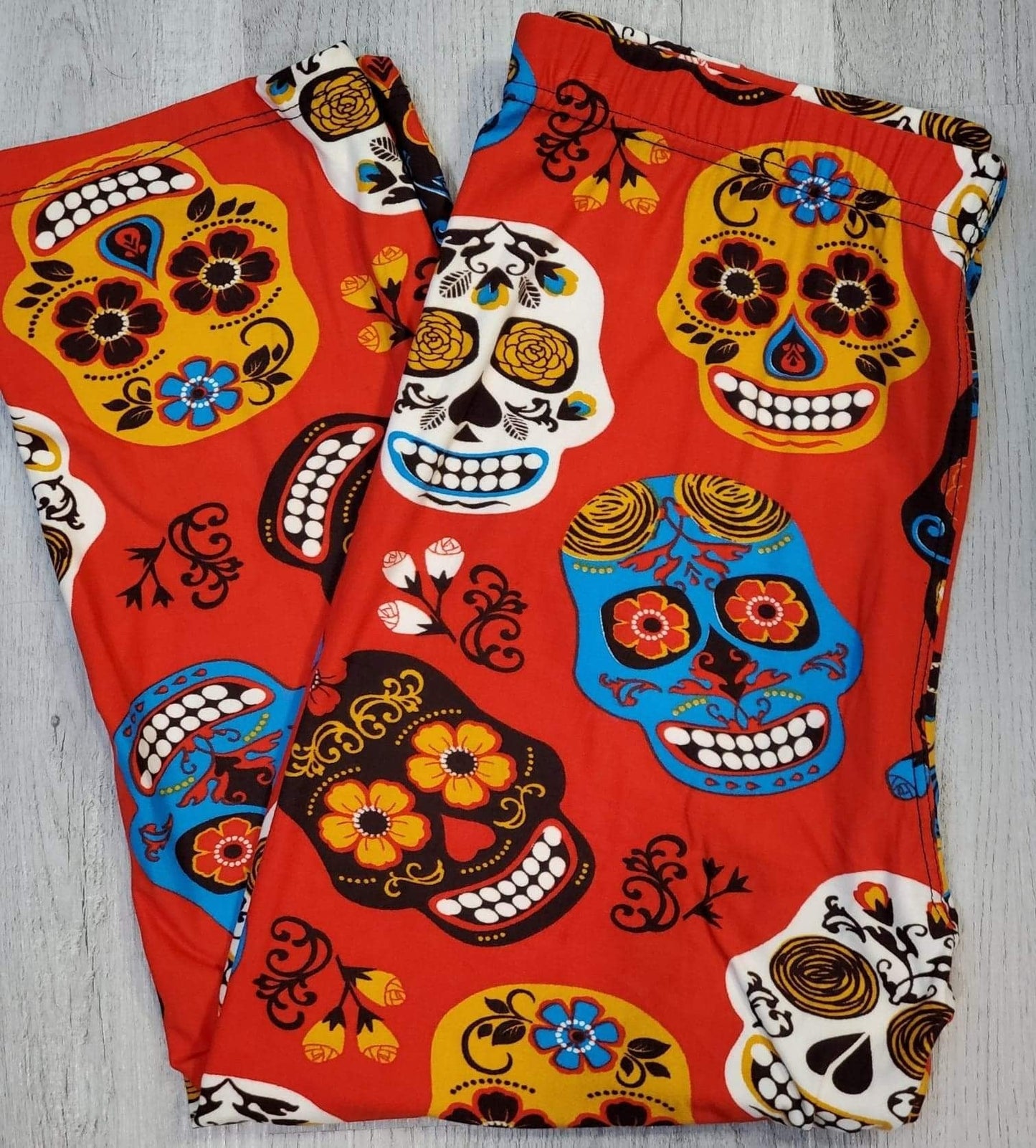 Red Sugar Skulls CAPRI, Extremely Soft, Hyper Stretch, Elastic Band!