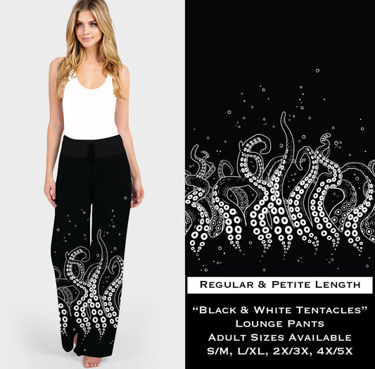 Tentacle Black & White Loungers! Soft and Stretchy! Elastic Band & Draw String!