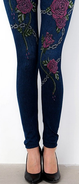 Roses & Chains Denim JEGGINGS Fits 0-12 ELASTIC BAND