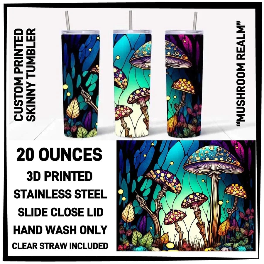 Variety of Custom Tumblers, Stainless Steal 20 oz. Clear Slide Close Lid, Clear Straw for Optional Use.