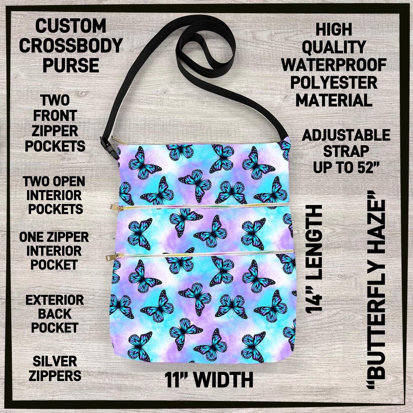 Custom Crossbody Bag, Lots of Pockets and adjustable Strap