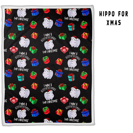 I want a Hippopotamus for Christmas! Sherpa/Minky Blankets! 5 FT x 6.5 FT So Soft!