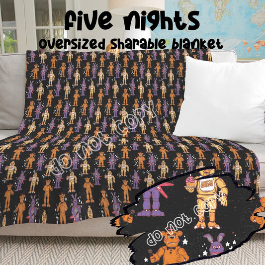 5 Nights at Freddy's Giant Minky Sharable Blanket, 7.5 FT x 8.5 FT!!!