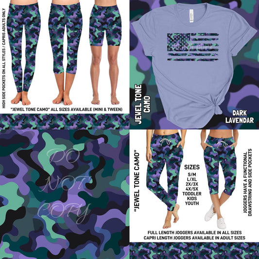4X/5X Custom Camo Outfit Shirt and Capri Joggers, Elastic Band & Draw String