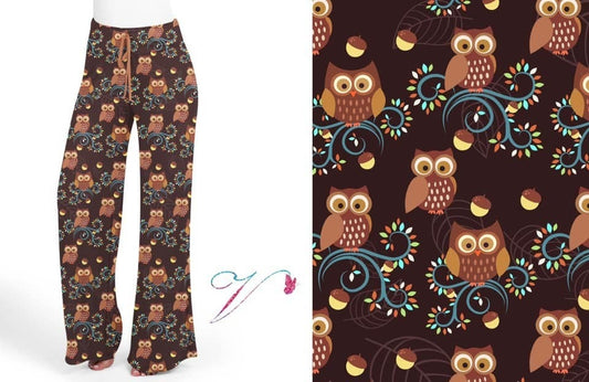 LAST 3X (fits 20-24) Owl Light weight Stretchy & Silky Loungers with Pockets